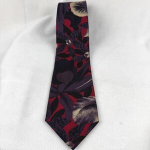 Christian Dior Monsieur Silk Tie Floral Made in Italy‎ Burgundy Purple